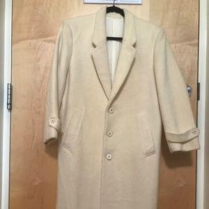 cream woolen long coat Japanese-local small brand (designed)